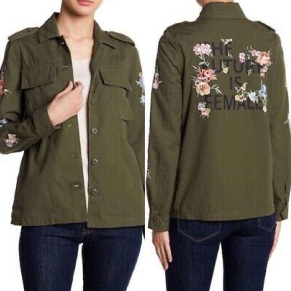 Coffeeshop Future Fem Embroidered Military Jacket Size L